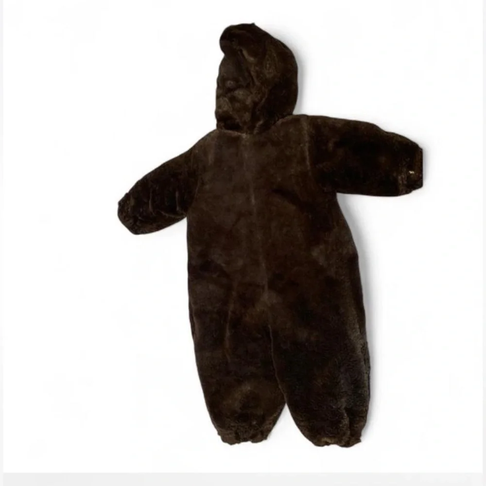 Le petite Rothschild Brown Faux Fur Baby Snowsuit bunting 18 months